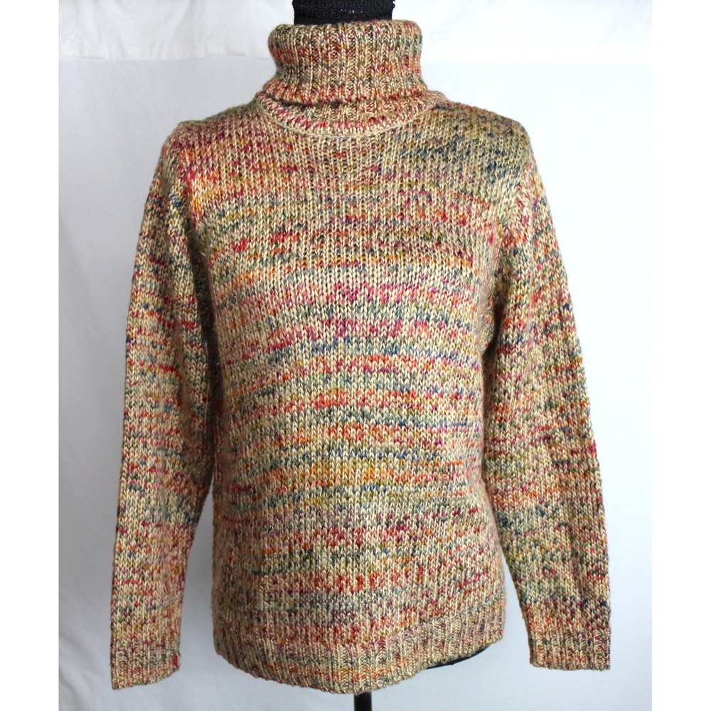 White Stag Vintage Multicolor Space Dye Turtleneck Sweater Stone WS515047 Small